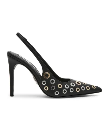 Pantofi slingback cu anouri, Auriu/Negru/Argintiu