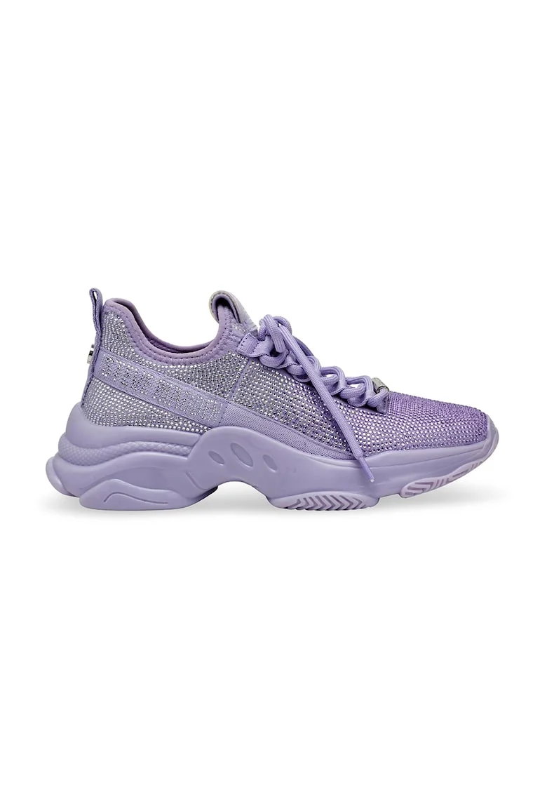Pantofi sport cu strasuri si logo, Lila/Argintiu