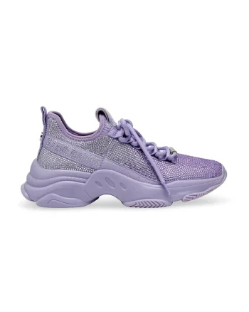 Pantofi sport cu strasuri si logo, Lila/Argintiu