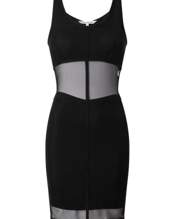 Rochie mini cu segmente de plasa, Negru