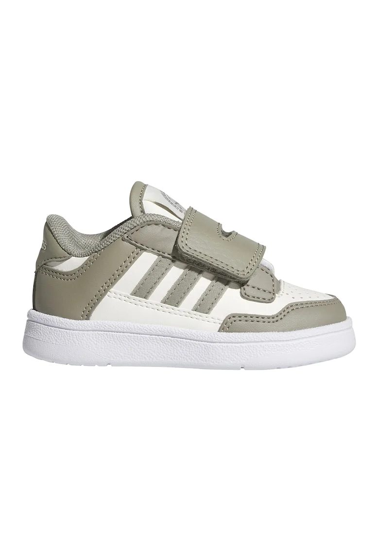 Pantofi sport din piele ecologica cu inchidere velcro Rapid Court, Alb/Kaki