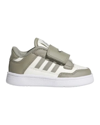 Pantofi sport din piele ecologica cu inchidere velcro Rapid Court, Alb/Kaki