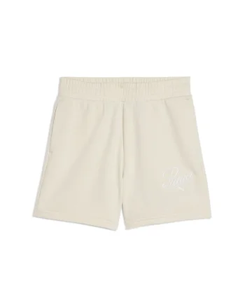Pantaloni scurti cu broderie logo, Crem