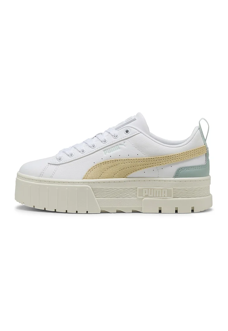 Pantofi sport flatform cu insertii din piele intoarsa Mayze, Bej/Alb optic/Alb murdar