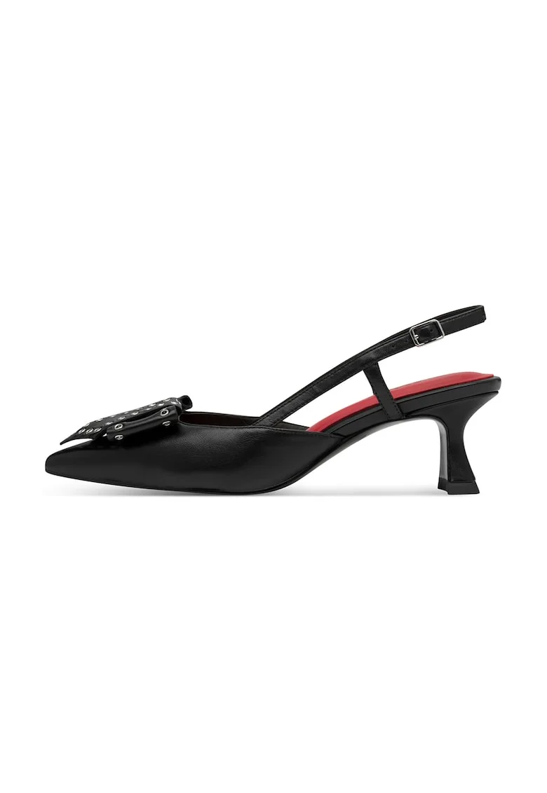 Pantofi de piele cu toc si tinte, Negru