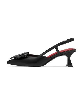 Pantofi de piele cu toc si tinte, Negru