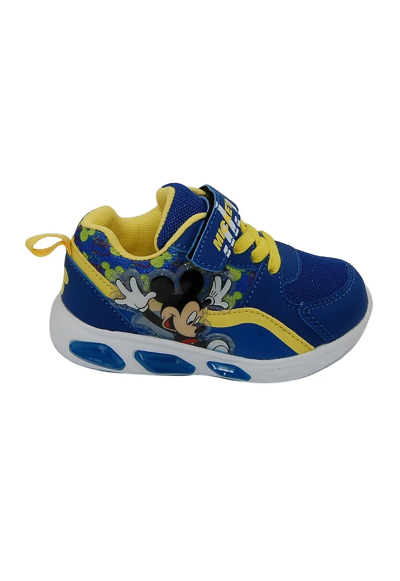 Pantofi sport cu LED-uri Mickey Mouse, Galben/Albastru inchis