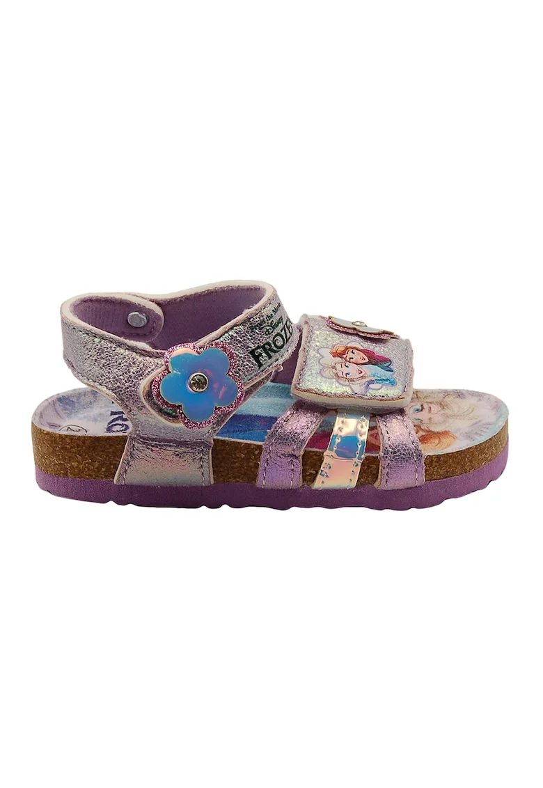 Sandale cu velcro Frozen, Maro/Lila/Albastru