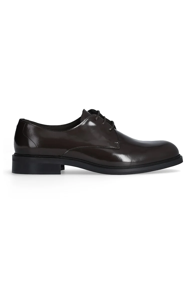 Pantofi derby din piele, Maro inchis