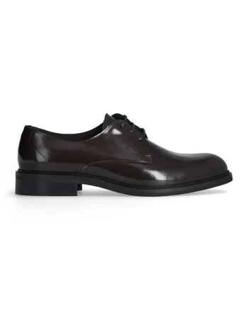 Pantofi derby din piele, Maro inchis