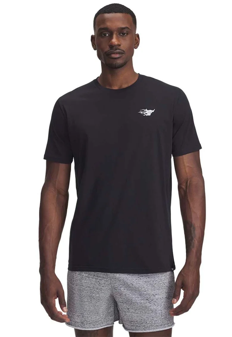 Tricou din amestec de bumbac cu imprimeu grafic pe partea din spate, Negru