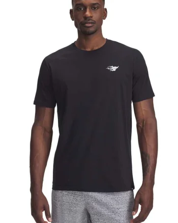 Tricou din amestec de bumbac cu imprimeu grafic pe partea din spate, Negru