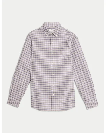 Camasa Oxford din bumbac The Ultimate, Alb/Violet/Grej
