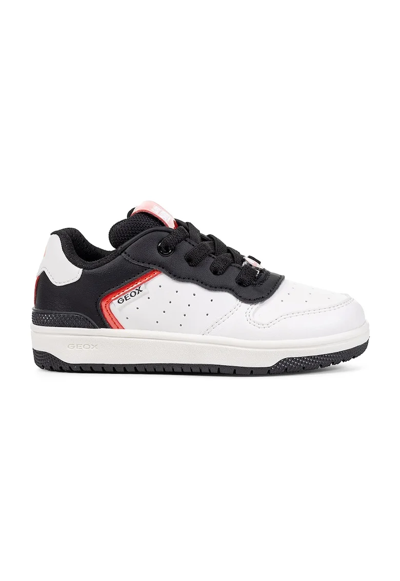 Pantofi sport de piele ecologica cu perforatii, Rosu/Alb/Negru