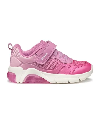Pantofi sport cu velcro si LED-uri, Roz