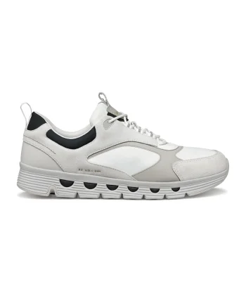 Pantofi sport de piele cu garnituri textile si de piele intoarsa, Alb/Gri deschis