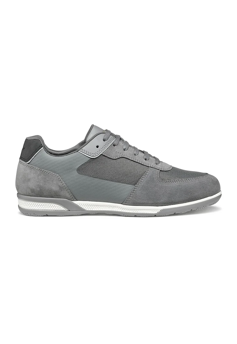 Pantofi sport de piele ecologica cu garnituri de piele intoarsa si material textil, Gri cenusiu