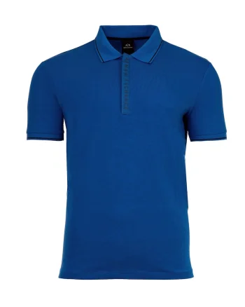 Tricou polo slim fit din amestec de bumbac, Albastru inchis