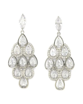 Cercei chandelier drop, Argintiu/Transparent