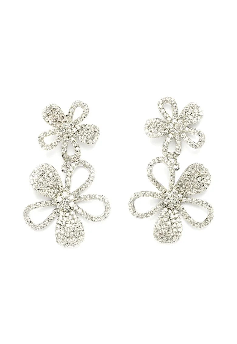 Cercei dubli cu model floral, Transparent