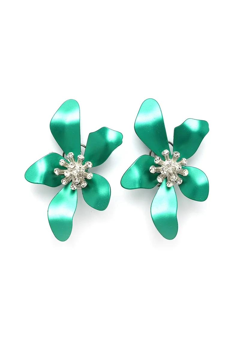 Cercei de aluminiu in forma de floare, Verde