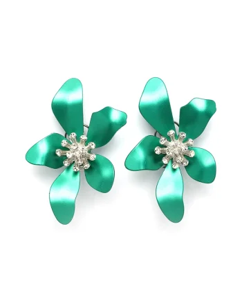 Cercei de aluminiu in forma de floare, Verde