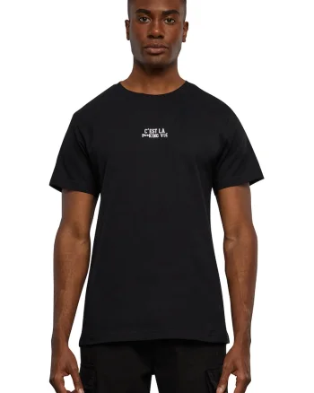 Tricou cu imprimeu text discret, Alb/Negru