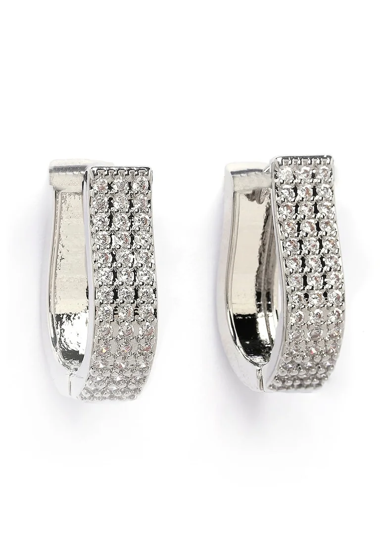 Cercei rotunzi dreptunghiulari Radiant, Argintiu/Transparent
