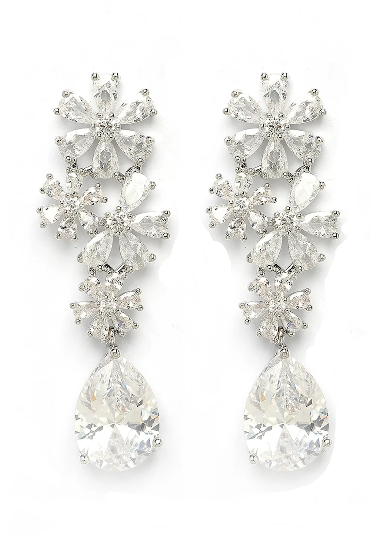 Cercei drop cu model floral Elegant, Transparent