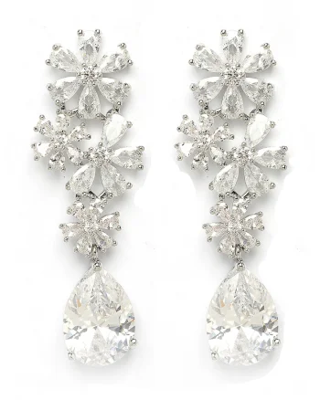 Cercei drop cu model floral Elegant, Transparent