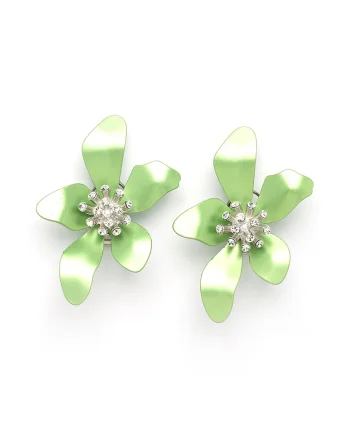 Cercei de aluminiu in forma de floare, Verde deschis