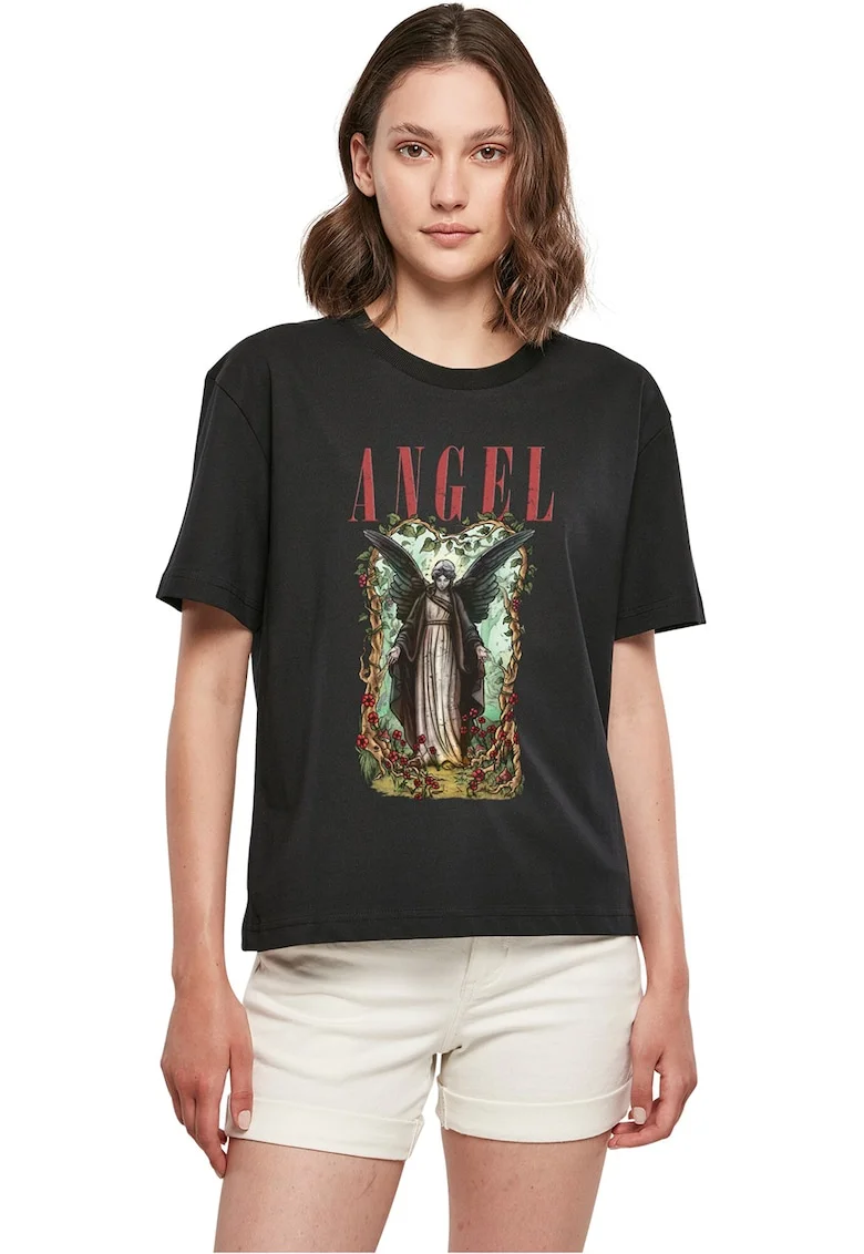 Tricou unisex cu imprimeu grafic, Rosu/Verde/Negru stins