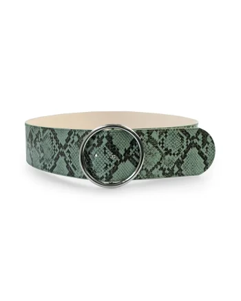 Curea cu model piele de reptila, Verde sparanghel