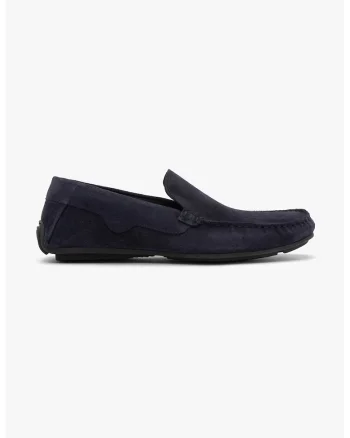 Pantofi loafer din piele cu talpa aderenta, Bleumarin