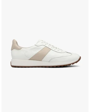 Pantofi sport low-cut din piele, Alb/Bej