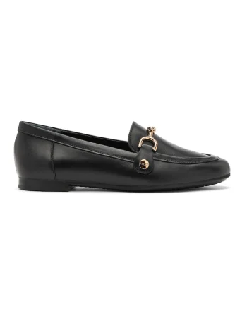 Pantofi loafer din piele cu detalii metalice, Negru