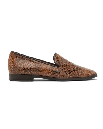 Pantofi loafer din piele cu model, Negru/Maro scortisoara