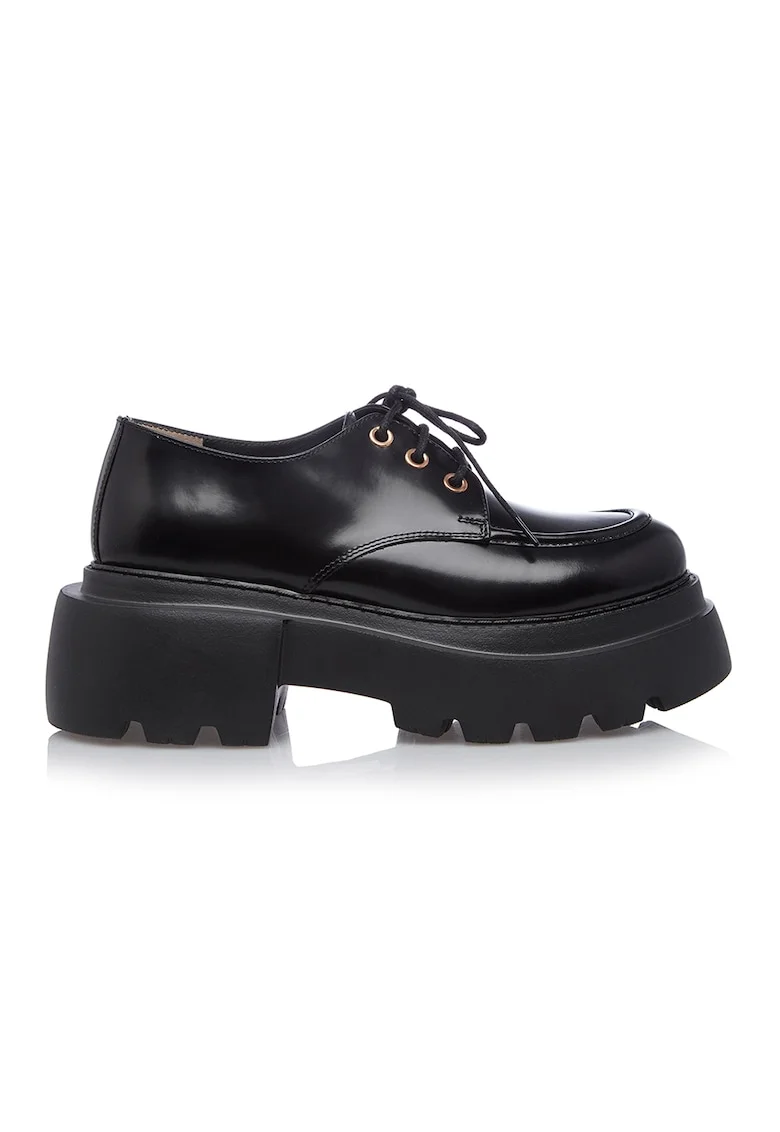 Pantofi de piele cu aspect masiv, Negru
