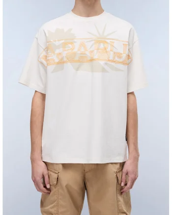 Tricou lejer cu logo brodat, Alb/Portocaliu pal