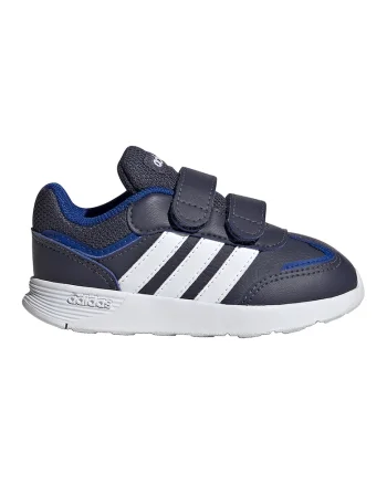 Pantofi sport de piele ecologica cu velcro Tensaur, Alb/Albastru ultramarin