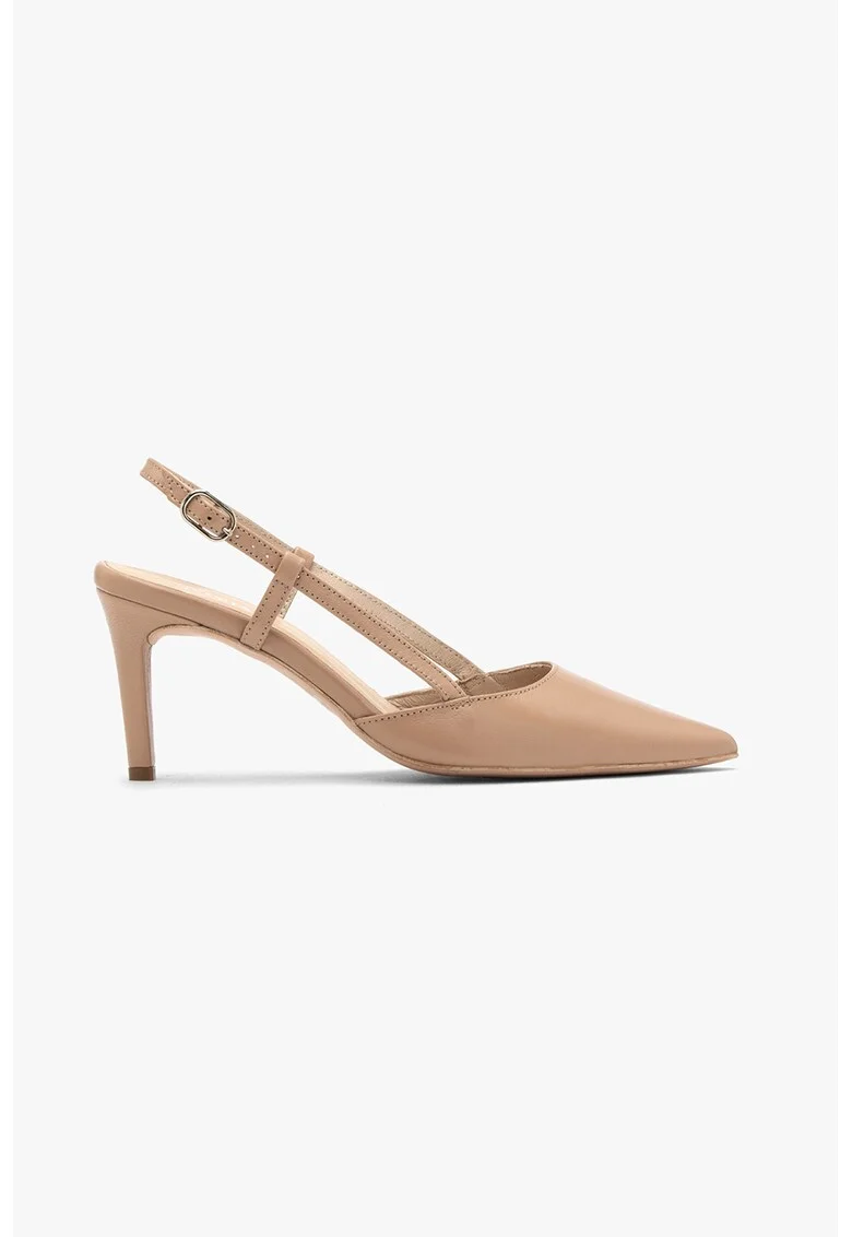 Pantofi din piele cu varf ascutit Ofelia, Bej