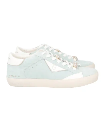 Pantofi sport din piele lacuita, Auriu/Verde pal/Alb murdar
