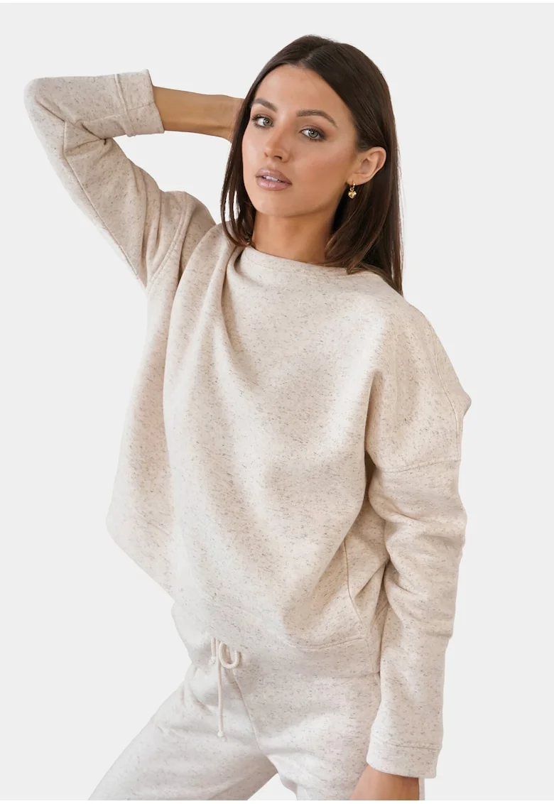 Bluza  LA-OM-TLR001, Amestec de canepa, Basic, Alb murdar