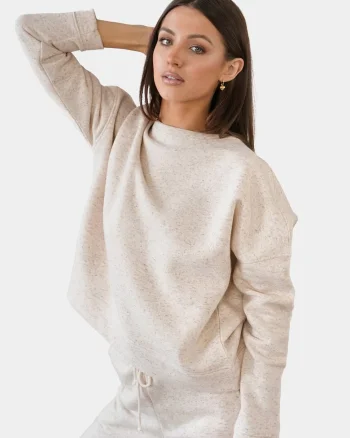 Bluza  LA-OM-TLR001, Amestec de canepa, Basic, Alb murdar