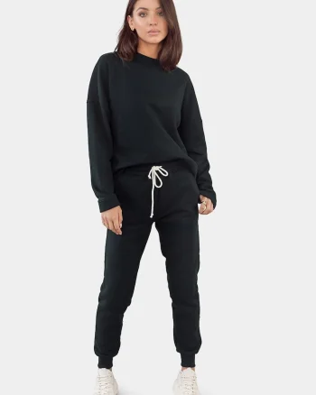 Bluza  LA-OM-TLR001, Amestec de canepa, Basic, Negru