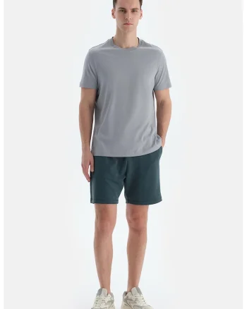 Pantaloni scurti de trening cu buzunare oblice, Verde aquamarin