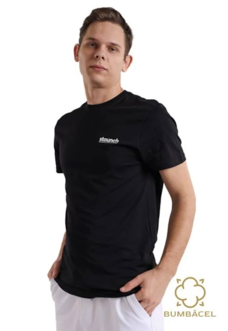 Tricou cu mânecă scurtă cu imprimeu pe ambele părți, Negru