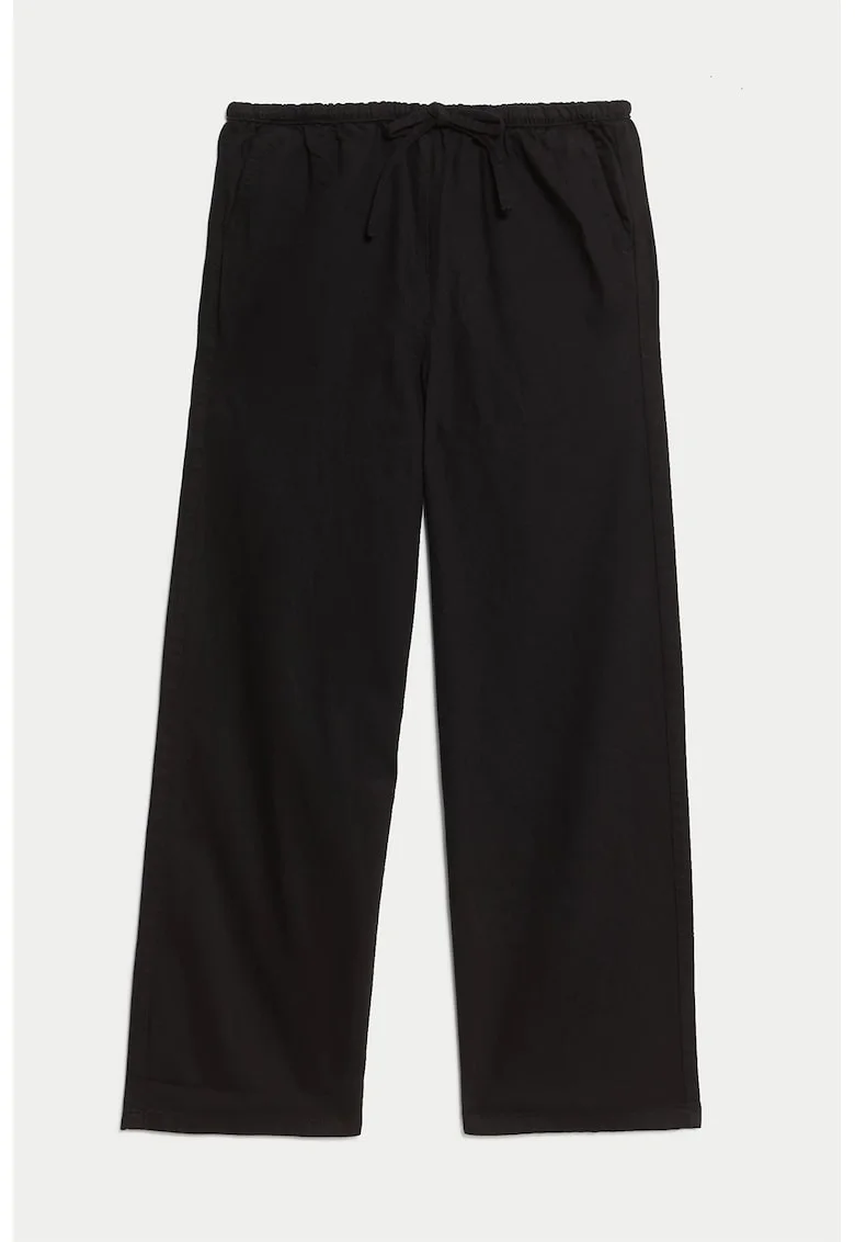 Pantaloni din amestec de lyocell cu snur, Negru