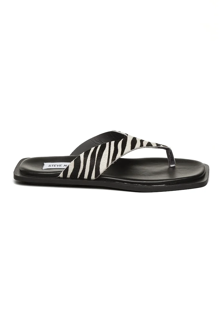 Papuci flip-flop cu varf rotund, Negru/Alb murdar