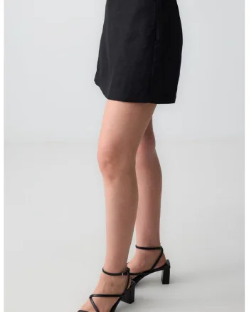 Fusta-pantalon uni de in, Negru